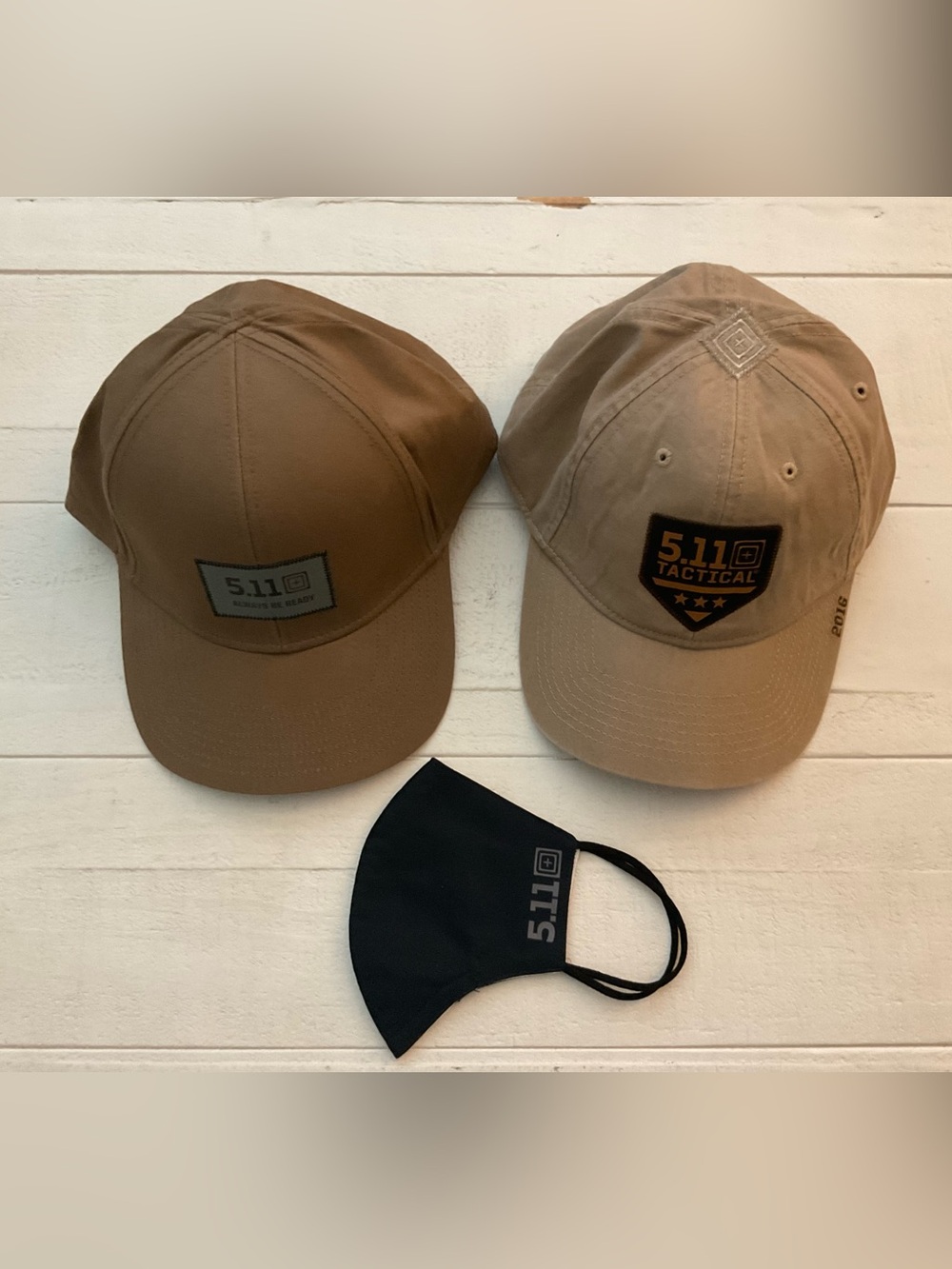 5.11 Tactical Khaki/Tan Caps & Black Face Mask Set